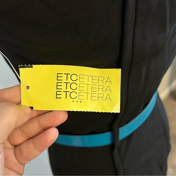 Carbon Black Sheath Dress with Blue Accent Belt A3 - Picture 10 of 11